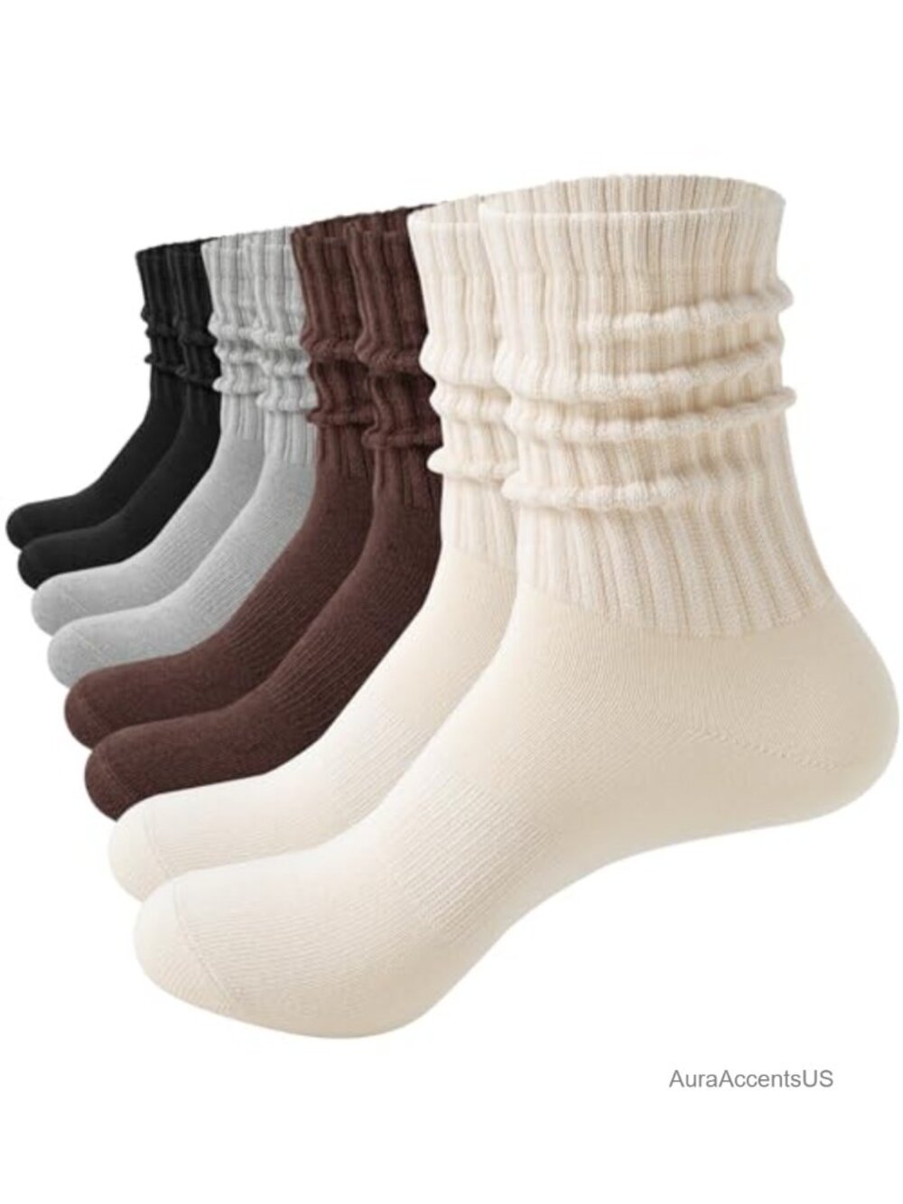 88% Cotton Slouch Crew Socks Scrunch Foldable Calf Socks